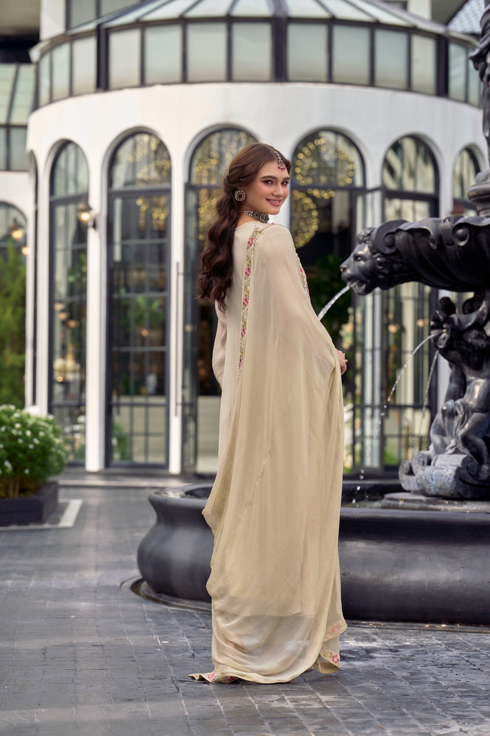 Ivory Gulnaar Embroidered Kurti Set