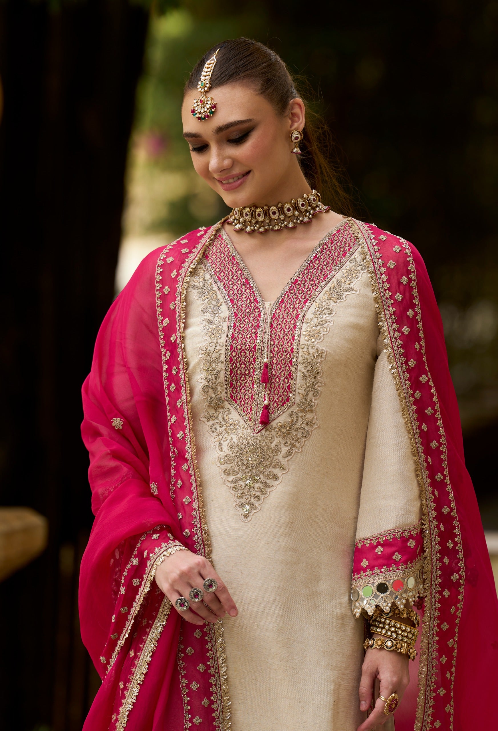 Ivory Rani Embroidered Kurti Set