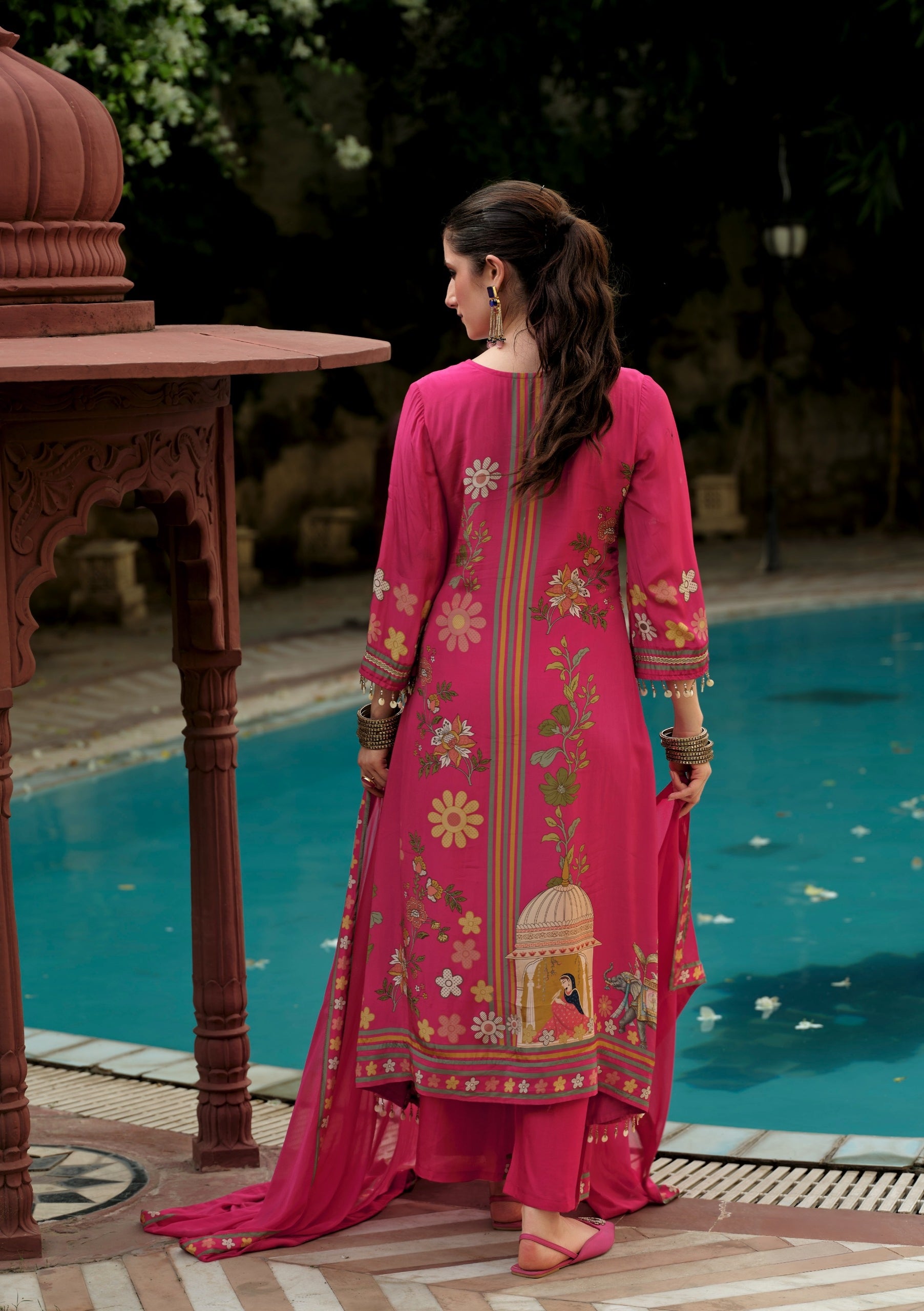 Pink Gulbahar Embroidered Kurti Set